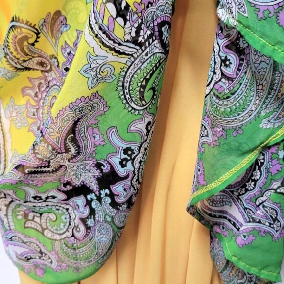 𝅺LONG Yellow Green Spaghetti Strap Polyester Gown- NWOT - Picture 9 of 14